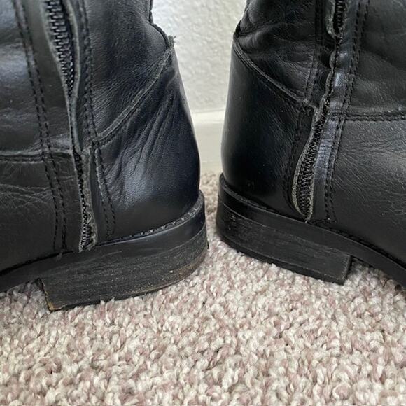 Steve Madden Rogerrr Black Brown‎ Leather Zip Knee High Riding Boots Women 7.5M - Picture 6 of 16